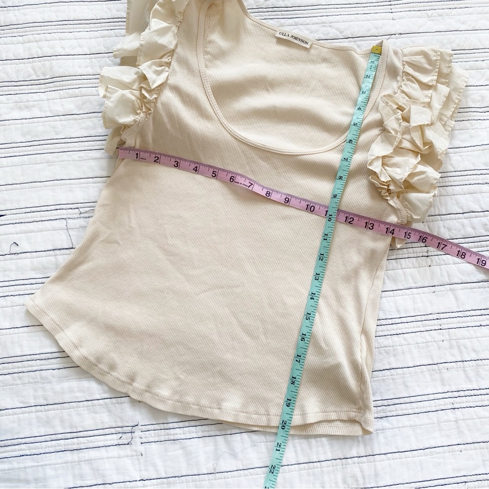 Ulla Johnson Koa Ruffle Rib Tank Ivory size Large - Picture 8 of 9